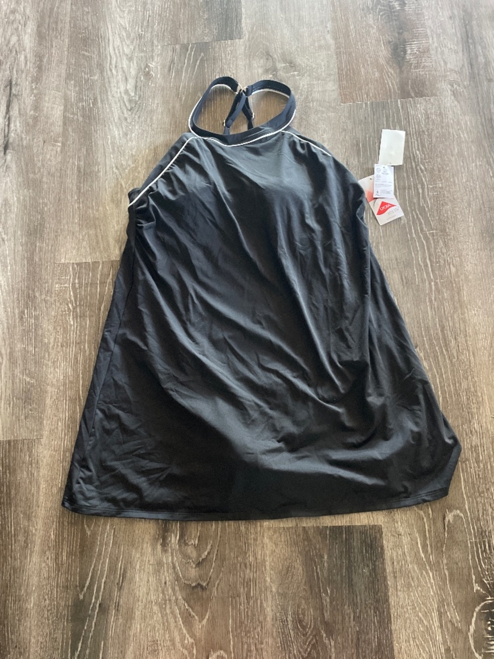NEW Lands’ End Women’s Black and White High Neck Swim Dress, Size 14
